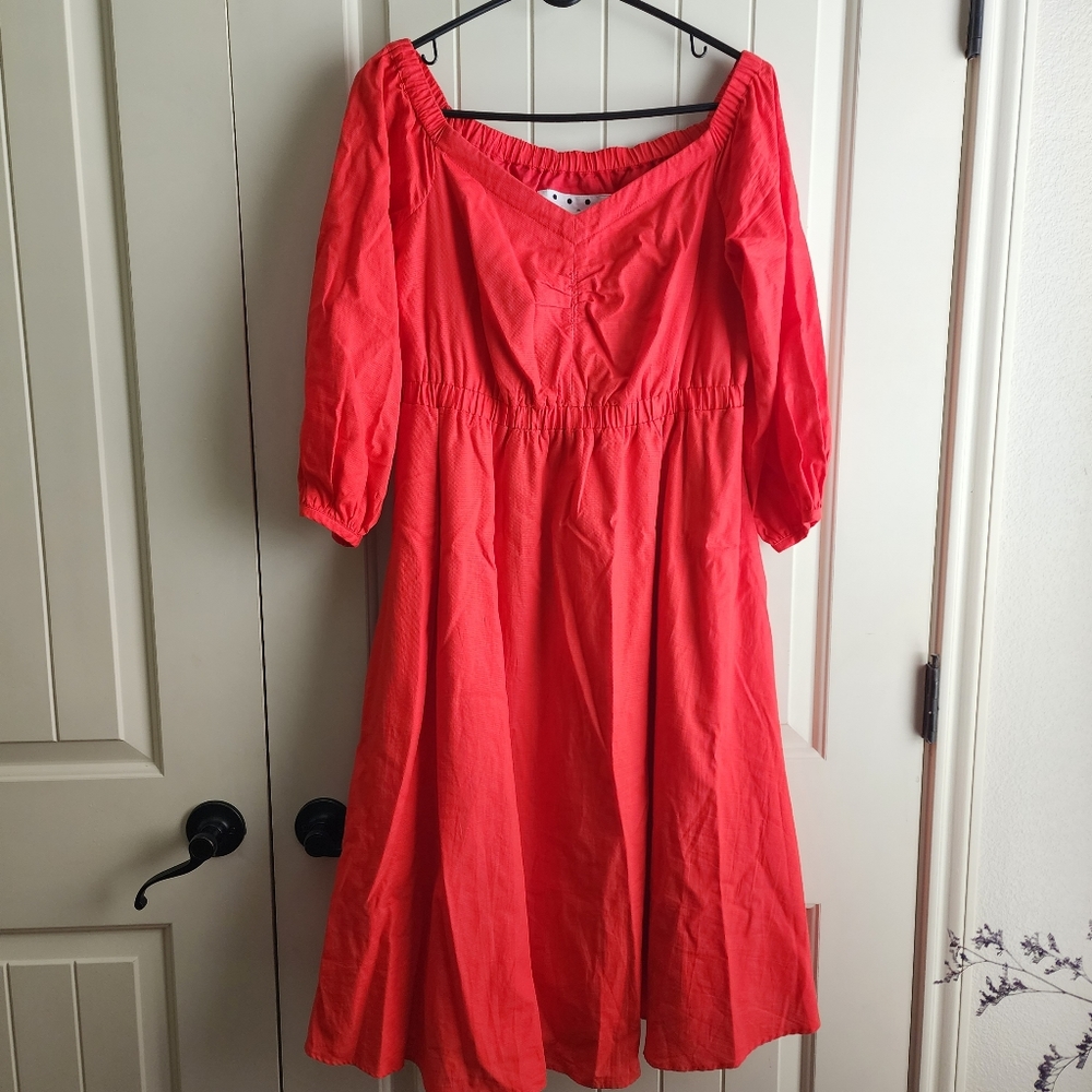 NWT Anthropologie red cotton dress, Sz 10